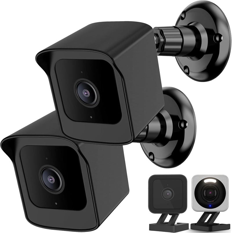 PEF Mount for All-New Wyze Cam V4/Cam V3, Weatherproof Protective Cover and 360 Degree Adjustable Wall Mount Solid Housing for Wyze V4 and V3 Outdoor Indoor Smart Home Camera System (Black, 2 Pack) - Image 1